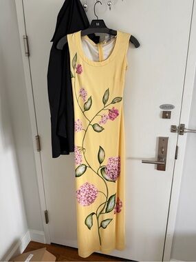 Oscar de la Renta Porcelain Flower Jersey Gown